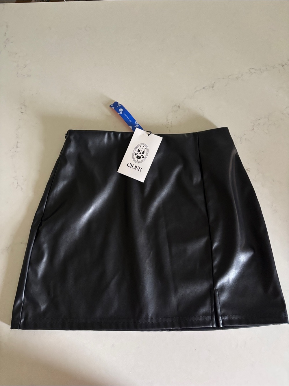 Cider Black Faux Leather Mini Skirt with Tag